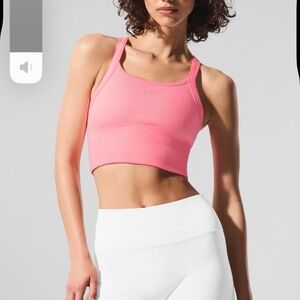 Alo Neon Bubblegum pink seamless ribbed bra tank